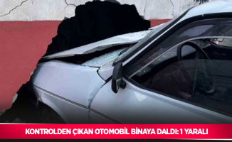 Kontrolden çıkan otomobil binaya daldı: 1 yaralı