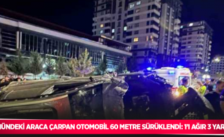 Önündeki araca çarpan otomobil 60 metre sürüklendi: 1’i ağır 3 yaralı