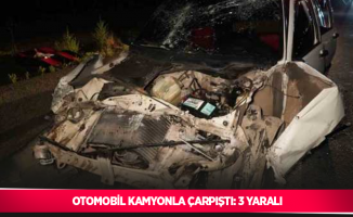 Otomobil kamyonla çarpıştı: 3 yaralı