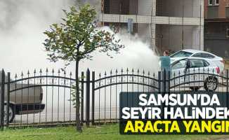 Samsun'da seyir halindeki araçta yangın