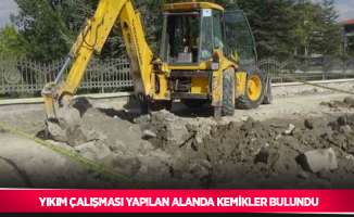 Yıkım çalışması yapılan alanda kemikler bulundu