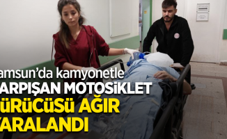 Samsun'da kamyonetle çarpışan motosiklet sürücüsü ağır yaralandı