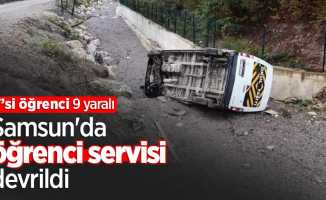 Samsun'da öğrenci servisi devrildi: 9 yaralı