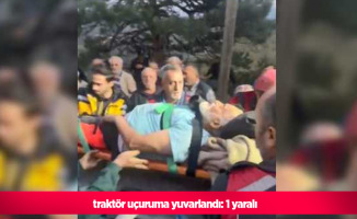 traktör uçuruma yuvarlandı: 1 yaralı