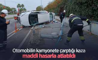 Otomobilin kamyonete çarptığı kaza maddi hasarla atlatıldı