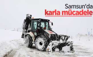 Samsun'da karla mücadele