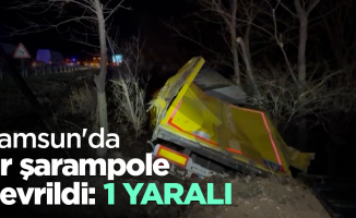 Samsun'da tır şarampole devrildi:1 yaralı