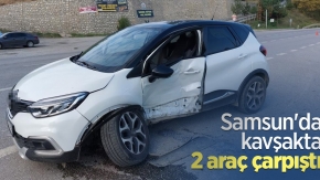 Samsun'da kavşakta 2 araç çarpıştı