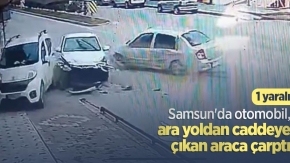 Samsun'da otomobil, ara yoldan caddeye çıkan araca çarptı: 1 yaralı