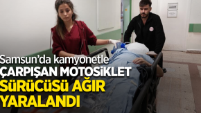 Samsun#039;da kamyonetle çarpışan motosiklet sürücüsü yaralandı