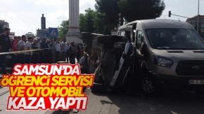 Samsun'da öğrenci servisi ve otomobil kaza yaptı