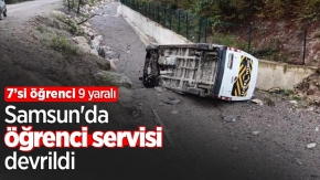 Samsun#039;da öğrenci servisi devrildi: 9 yaralı